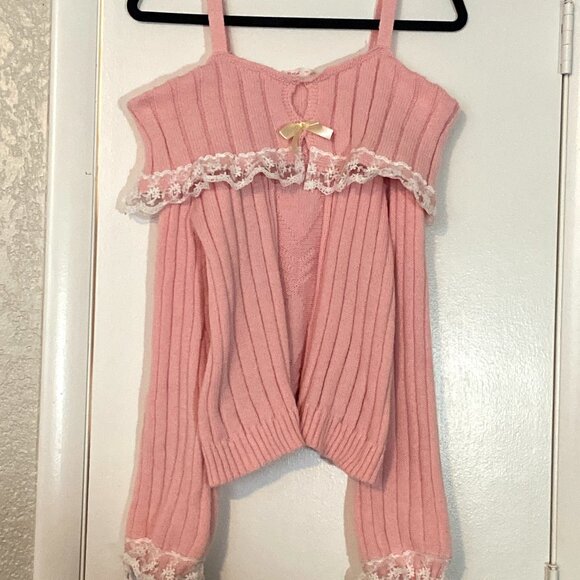 Pink Off Shoulder Sweater - Picture 1 of 4
